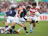 Greig Laidlaw in action for Scotland during the Rugby World Cup game with Japan on September 23, 2015