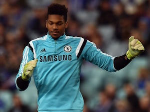 Chelsea football goalkeeper Jamal Blackman warms up prior to a friendly football match against Sydney FC at the ANZ Stadium in Sydney on June 2, 2015