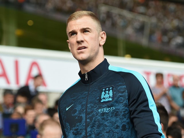 Joe Hart of Manchester City is seen on the bench prior to the Barclays Premier League match between Tottenham Hotspur and Manchester City at White Hart Lane on September 26, 2015