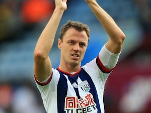 Jonny Evans of West Bromwich Albion celebrates his team's 1-0 win in the Barclays Premier League match between Aston Villa and West Bromwich Albion at Villa Park on September 19, 2015 in Birmingham, United Kingdom.
