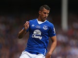 Kevin Mirallas of Everton in action during the Duncan Ferguson Testimonial match between Everton and Villarreal at Goodison Park on August 2, 2015