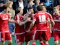 Middlesbrough's David Nugent celebrates with team-mates after scoring the opening goal during the Sky Bet Championship match between Middlesbrough and Leeds United at the Riverside on September 27, 2015