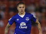 Muhamed Besic of Everton in action during the Capital One Cup Second Round match between Barnsley and Everton at Oakwell Stadium on August 26, 2015