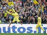 Nantes' French forward Yacine Bammou (L) celebrates after scoring a goal during the French L1 football match between Nantes (FCN) and Paris Saint-Germain (PSG) on September 26, 2015