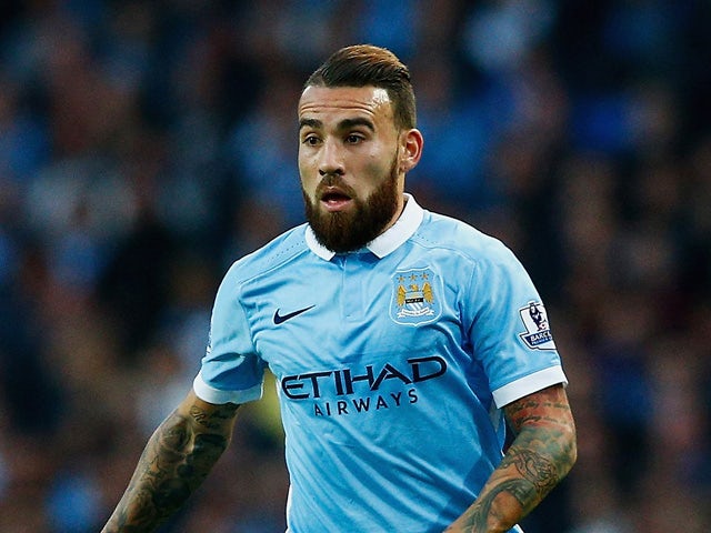 Nicolas Otamendi of Manchester City in action during the Barclays Premier League match between Manchester City and West Ham United at Etihad Stadium on September 19, 2015