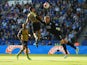 Alexis Sanchez (C) of Arsenal scores his team's third goal during the Barclays Premier League match between Leicester City and Arsenal at The King Power Stadium on September 26, 2015 in Leicester, United Kingdom.