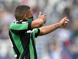Gregoire Defrel of Sassuolo celebrates after scoring the opening goal during the Serie A match between US Sassuolo Calcio and AC Chievo Verona at Mapei Stadium - Città del Tricolore on September 27, 2015