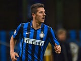 Stevan Jovetic of Internazionale Milano in action during the Serie A match between FC Internazionale Milano and Hellas Verona FC at Stadio Giuseppe Meazza on September 23, 2015