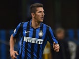 Stevan Jovetic of Internazionale Milano in action during the Serie A match between FC Internazionale Milano and Hellas Verona FC at Stadio Giuseppe Meazza on September 23, 2015