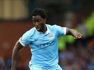 Wilfried Bony of Manchester City during the Barclays Premier League match between Everton and Manchester City at Goodison Park on August 23, 2015