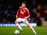 Andreas Pereira of Manchester United in action during the UEFA Champions League Group B match between Manchester United FC and VfL Wolfsburg at Old Trafford on September 30, 2015 in Manchester, United Kingdom.