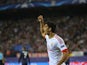 Benfica's forward Goncalo Guedes celebrates after scoring during the UEFA Champions League football match Club Atletico de Madrid vs SL Benfica at the Vicente Calderon stadium in Madrid on September 30, 2015