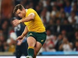 Australia's Bernard Foley takes a penalty during the Rugby World Cup game with England on October 3, 2015