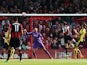 Glenn Murray (2nd R) of Bournemouth scores his team's first goal during the Barclays Premier League match between A.F.C. Bournemouth and Watford at Vitality Stadium on October 3, 2015