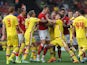 Tempers flare between both teams after a tackle by Jake Forster-Caskey of MK Dons on Bobby Reid of Bristol City during the Sky Bet Championship match between Bristol City and MK Dons at Ashton Gate on October 3, 2015