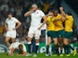 England's Chris Wood reacts after Bernard Foley scores the opening try during the Rugby World Cup match with Australia on October 3, 2015