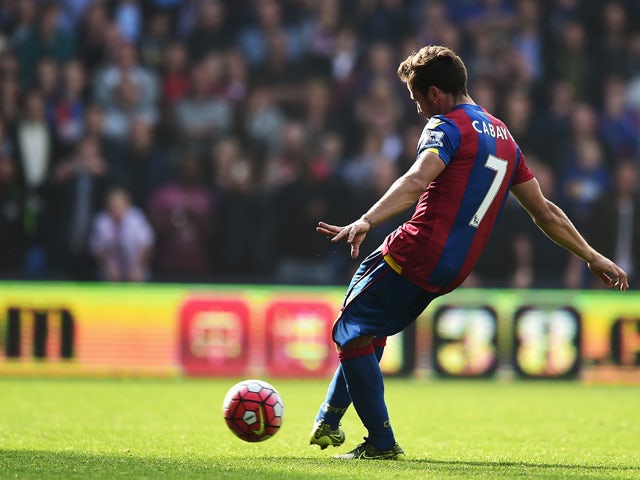 Yohan Cabaye of Crystal Palace scores his team's second goal from the penalty spot during the Barclays Premier League match between Crystal Palace and West Bromwich Albion at Selhurst Park on October 3, 2015