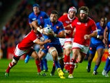 Damien Chouly of France attempts to break through during the 2015 Rugby World Cup Pool D match between France and Canada at Stadium mk on October 1, 2015