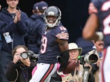 Eddie Royal #19 of the Chicago Bears celebrates after scoring against the Oakland Raiders in the first quarter at Soldier Field on October 4, 2015