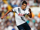 Erik Lamela of Tottenham Hotspur in action during the Barclays Premier League match between Tottenham Hotspur and Manchester City at White Hart Lane on September 26, 2015 in London, United Kingdom. 