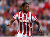 Glen Johnson of Stoke City in action during the Barclays Premier League match between Stoke City and Liverpool at Britannia Stadium on August 9, 2015