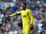 Hugo Lloris of Tottenham Hotspur gestures during the Barclays Premier League match between Tottenham Hotspur and Manchester City at White Hart Lane on September 26, 2015 in London, United Kingdom. 