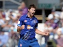 James Fuller of Gloucestershire celebrates taking the wicket of Adam Lyth of Yorkshire Vikings in action during the Royal London One-Day Cup Semi Final between Yorkshire Vikings and Gloucestershire at Headingley on September 6, 2015