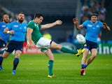 Jonathan Sexton of Ireland kicks the ball during the 2015 Rugby World Cup Pool D match between Ireland and Italy at the Olympic Stadium on October 4, 2015