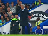 Jose Mourinho Manager of Chelsea shows his frustration after conceding the third goal to Southampton during the Barclays Premier League match between Chelsea and Southampton at Stamford Bridge on October 3, 2015 in London, United Kingdom.