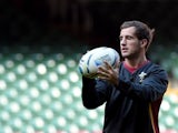 Wales' full back Matthew Morgan takes part in a training session at the Millennium stadium in Cardiff on September 18, 2015