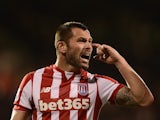 Phil Bardsley of Stoke City gestures during the Capital One Cup Third Round match between Fulham and Stoke City at Craven Cottage on September 22, 2015