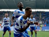 Reading players celebrate during the Sky Bet Championship match between Reading and Middlesbrough at Madejski Stadium on October 3, 2015