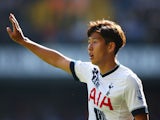 Son Heung-Min of Tottenham Hotspur gestures during the Barclays Premier League match between Tottenham Hotspur and Crystal Palace at White Hart Lane on September 20, 2015 in London, United Kingdom. 