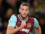 Andy Carroll of West Ham in action during the Capital One Cup Third Round match between Leicester City and West Ham United at The King Power Stadium on September 22, 2015 in Leicester, England. 