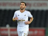 Swansea player Angel Rangel in action during the Capital One Cup Second Round match between Swansea City and York City at Liberty Stadium on August 25, 2015