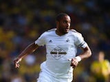 Ashley Williams of Swansea City in action during the Barclays Premier League match between Watford and Swansea City at Vicarage Road on September 12, 2015