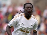 Swansea player Bafetimbi Gomis in action during the Barclays Premier League match between Swansea City and Newcastle United at the Liberty stadium on August 15, 2015