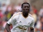 Swansea player Bafetimbi Gomis in action during the Barclays Premier League match between Swansea City and Newcastle United at the Liberty stadium on August 15, 2015