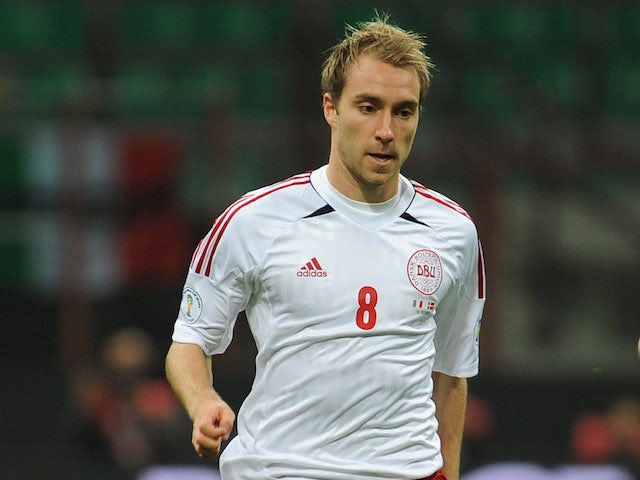 Christian Eriksen of Denmark in action during the FIFA 2014 World Cup qualifier match between Italy and Denmark at Stadio Giuseppe Meazza on October 16, 2012 in Milan, Italy. 