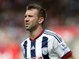 Gareth McAuley of West Bromwich Albion during the Barclays Premier League match between Stoke City and West Bromwich Albion at Britannia Stadium on August 29, 2015 in Stoke on Trent, England. 