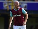 James Collins of West Ham United in action during the pre season friendly match between Southend United and West Ham United at Roots Hall on July 18, 2015 in Southend, England. 