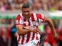 Jonathan Walters of Stoke City in action during the Barclays Premier League match between Stoke City and Liverpool at Britannia Stadium on August 9, 2015 in Stoke on Trent, England