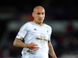 Swansea player Jonjo Shelvey in action during the Capital One Cup Second Round match between Swansea City and York City at Liberty Stadium on August 25, 2015