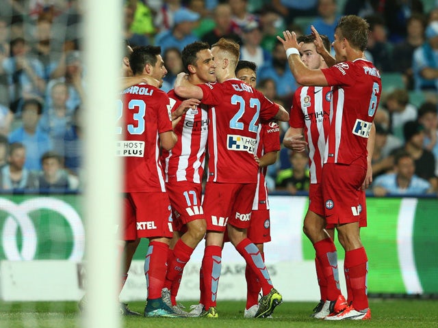Wade Dekker of Melbourne City FC celebrates scoring a goal during the round one A-League match between Sydney FC and Melbourne City FC at Allianz Stadium on October 10, 2015