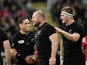 New Zealand's prop Tony Woodcock (2nd R) celebrates with teammates after scoring his team's second try during a Pool C match of the 2015 Rugby World Cup between New Zealand and Tonga at St James' Park in Newcastle-upon-Tyne, northeast England, on October 