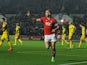 Aaron Wilbraham of Bristol City celebrates his sides second goal during the Sky Bet Championship match between Bristol City and Nottingham Forest at Ashton Gate on October 16, 2015 in Bristol, England.