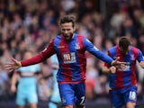 Yohan Cabaye of Crystal Palace celebrates scoring his team's first goal from the penalty spot during the Barclays Premier League match between Crystal Palace and West Ham United at Selhurst Park on October 17, 2015