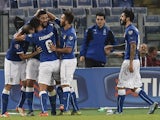 Italy's forward Graziano Pelle (2ndL) celebrates with teammates after scoring during the Euro 2016 qualifying football match between Italy and Norway at Rome's Olympic stadium, on October 13, 2015