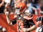 Josh McCown #13 of the Cleveland Browns celebrates after a touchdown by Gary Barnidge #82 (not pictured) during the third quarter against the Oakland Raiders at FirstEnergy Stadium on September 27, 2015