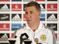 Assistant manager of Scotland Mark McGhee talks to the media during the Scotland Press Conference at Sopwell House ahead of the friendly match against England on August 12, 2013